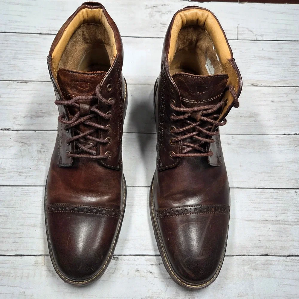 Florsheim 11874-215 Cap Toe Brogue Boot Men 10.5 D Brown Leather Lug Sole